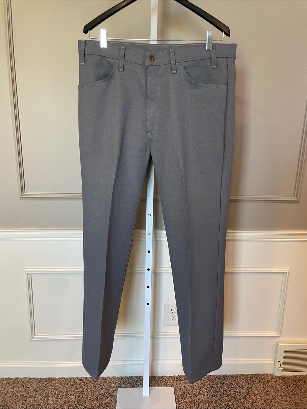Levi's Men's 517 60s 70s Vintage 38 x 30 gray Polyester Dress Pants Sta-Prest